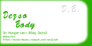 dezso body business card