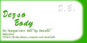dezso body business card